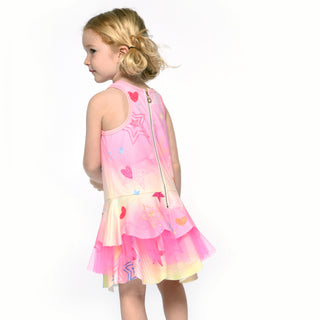 Baby Sara, Baby Sara Printed Scallop Tutu Pink Multi Dress - Basically Bows & Bowties