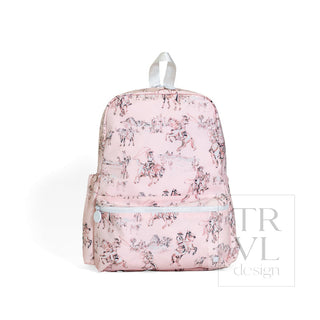 TRVL Designs Backpacker - Cowgirl Toile
Pink floral-patterned backpack on a white background