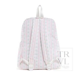 TRVL Designs Backpacker - Ribbon Floral Pink
Pink and white striped backpack with floral pattern on a white background