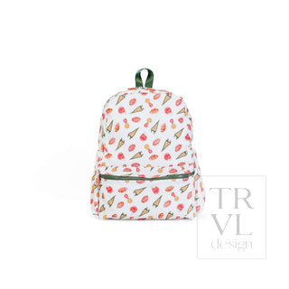 TRVL Designs Backpacker - Touchdown
Backpack with ice cream cone pattern on a white background, featuring the brand 'TRVL design'.