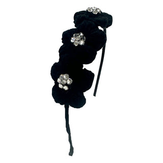 Bari Lynn Crystallized Crochet Triple Flower Headband - Black, Bari Lynn, Bari Lynn, Bari Lynn Headband, Bari Lynn Headbands, Black, cf-type-headband, cf-vendor-bari-lynn, Crochet Flower, Cry