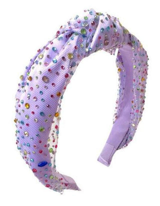 Bari Lynn Tulle Jeweled Knot Headband - Pastel Lavender