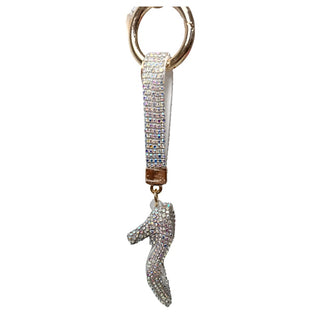 Rhinestone Bag Charm / Keychain - 3D AB Glass Slipper Keychain with shoe design and rhinestone embellishments on a white background
