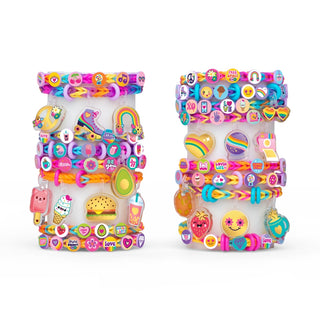 Rainbow Loom Sweet Dreams Set
Two colorful containers filled with various small toys and accessories on a white background