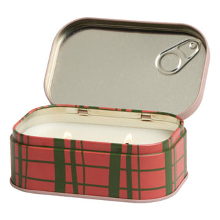 Paddywax Bistro Tin Candle in 4.5 oz size with strawberry scent, featuring a small metal container and a lit wick.