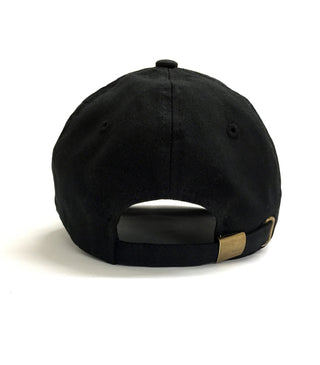 Black Dad Brand Boy Dad Hat with adjustable strap and classic design, shown from the back view.