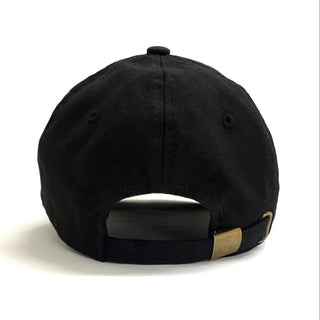 Black Dad Brand Girl Dad Hat shown from the back, featuring a classic baseball cap style with adjustable strap.