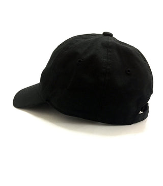 Black Dad Brand Boy Dad Hat shown from the side, featuring a classic design and adjustable strap for a comfortable fit.