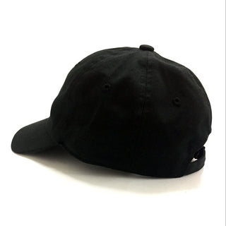 Black Dad Brand Girl Dad Hat shown from the side view, featuring a classic baseball cap style in black.