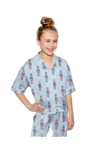 Sunshine Society, Sunshine Society Kids Nutcracker Girl Short Sleeve w/ Pants Set - Blue - Basically Bows & Bowties