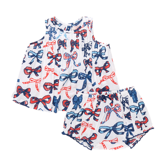 Pink Chicken Baby Girls Jaipur 2-Piece Set - Red White and Bows