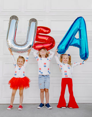 Kids' patriotic popsicle sweatshirt by Brokedown Clothing featuring a colorful, cozy design for children.