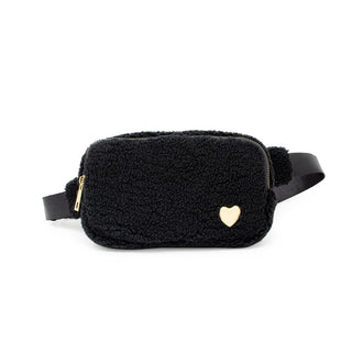 Zomi Gems Fuzzy Belt Bag w/ Heart For Kids - Black