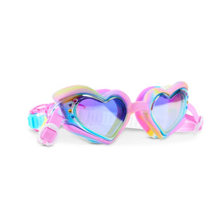 Bling2o Swirl Me Up Heart Flexible Frame Swim Goggles
Heart-shaped goggles with colorful frame and blue lenses on a white background