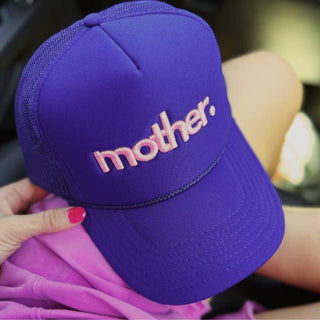 "Mother." Embroidered Trucker Hat - Purple