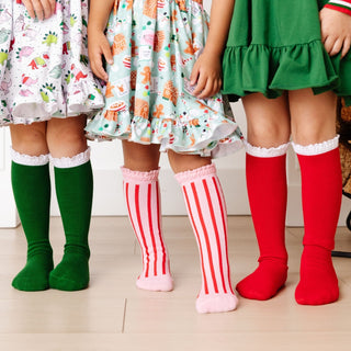 Little Stocking Co, Little Stocking Co Santa Baby Knee High Socks 3-Pack - Basically Bows & Bowties