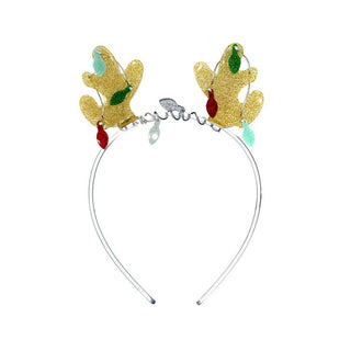 Lilies & Roses Reindeer Antlers Glitter Headband - Gold, Lilies & Roses, Acrylic Bow Headband, Acrylic Headband, Acryliic, All Things Holiday, cf-type-headband, cf-vendor-lilies-&-roses, Chri