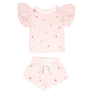 Mini Dreamers Candy Bear Top And Shorts Set