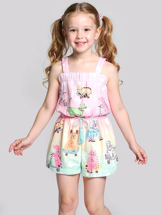 Baby Sara baby romper with adorable dog print, soft fabric, and comfortable fit for infants.