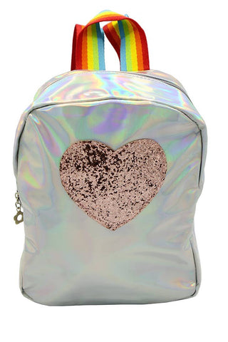 Sparkle Sisters Heart Mini Backpack - Silver, Sparkle Sisters, cf-type-handbags, cf-vendor-sparkle-sisters, Heart Mini Backpack, Mini Backpack, Silver, Sparkle Sisters by Couture Clips, Spark