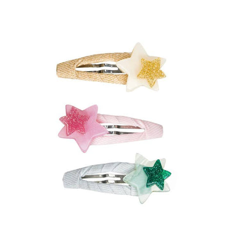 Lilies & Roses Double Stars Snap Clip Set - Mint + Pink + Gold, Lilies & Roses, All Things Holiday, cf-type-hair-claws-&-clips, cf-vendor-lilies-&-roses, Christmas, Christmas Bow, Christmas H