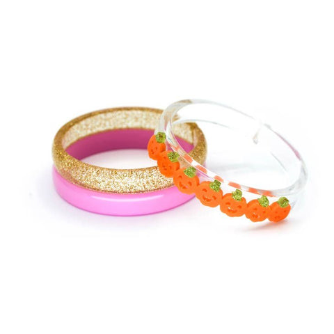 Lilies & Roses 3pc Bangle Set - Multi Pumpkin Orange Bracelet Set, Lilies & Roses, Boo Basket, Bracelet, Bracelet Set, Bracelets, cf-type-bracelets, cf-vendor-lilies-&-roses, Halloween, Lilie