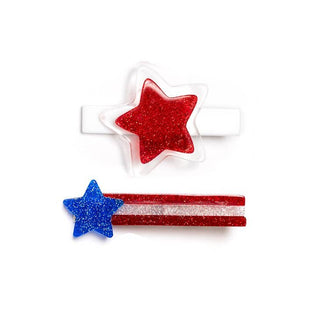 Lilies & Roses Star Combo Blue & Red Summer Vibes Alligator Clip Set, Lilies & Roses, 4th of July, 4th of July Hair Accessory, Clip Set, Clippie, Clippie Set, Hair Clips, ice cream, Lilies & 