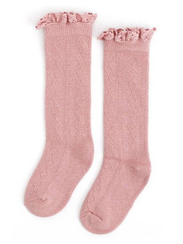 Little Stocking Co Lace Top Fancy Knee High Socks - Blush, Little Stocking Co, Blush, cf-size-0-6-months, cf-size-1-5-3y, cf-size-4-6y, cf-size-6-18-months, cf-size-7-10y, cf-type-knee-high-s