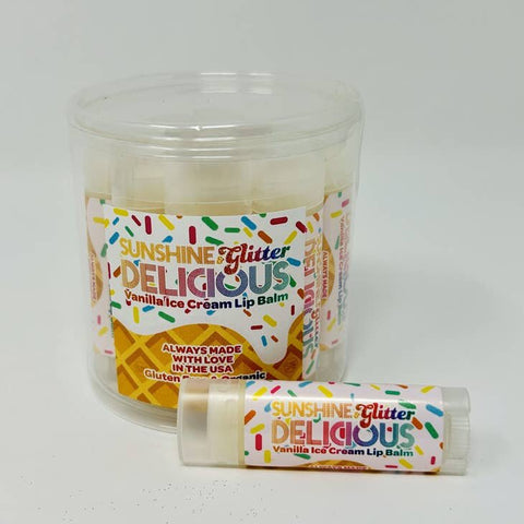 Sunshine & Glitter, Sunshine & Glitter Delicious Vanilla Ice Cream Lip Balm - Basically Bows & Bowties