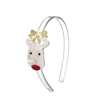 Lilies & Roses Reindeer Pearlized Cream Headband, Lilies & Roses, Acrylic Bow Headband, Acrylic Headband, Acryliic, All Things Holiday, cf-type-headband, cf-vendor-lilies-&-roses, Christmas, 