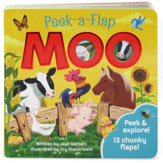 Moo Peek-A-Flap Board Book, Cottage Door Press, Board Book, Book, Books, Books for Children, Children's Book, Cottage Door Press, EB Baby, EB Boy, EB Boys, EB Girls, Farm, Farm Animals, Moo, 