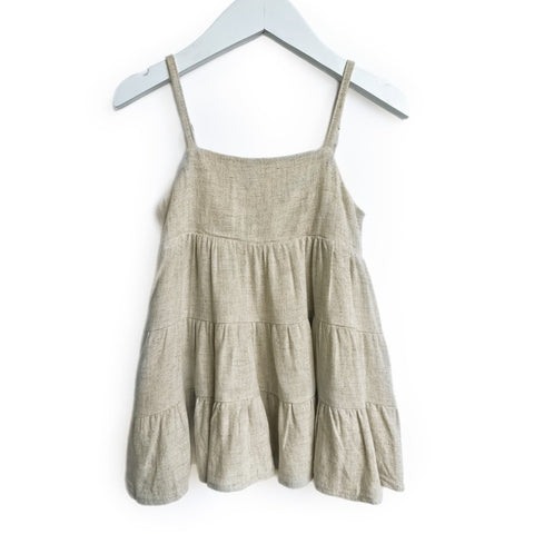 Little Bipsy Linen Tiered Dress - Sand, Little Bipsy Collection, Bahama Breeze, cf-size-12-18-months, cf-size-18-24-months, cf-size-3-4, cf-size-4-5, cf-size-6-12-months, cf-type-dress, cf-ve