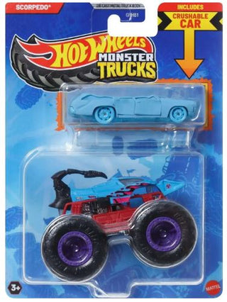 Mattel, Mattel Hot Wheels Monster Truck 1:64 with Crushable Car - Basically Bows & Bowties