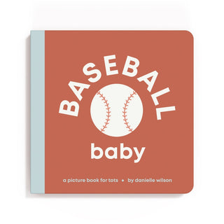 Left Hand Book House Board Book - Baseball Baby
Book titled 'Baseball Baby' with a baseball graphic on a red cover