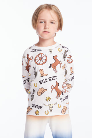 Chaser Allover Cowboy Hats Boys Long Sleeve Tee