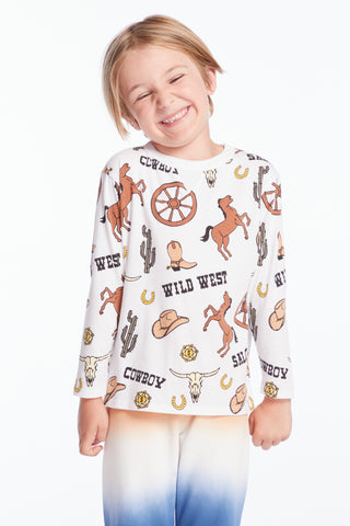 Chaser Allover Cowboy Hats Boys Long Sleeve Tee