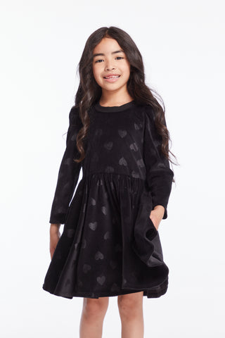 Chaser Girls Licorice Puff Long Sleeve Dress with Twirl Skirt