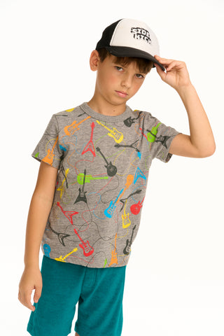 Chaser Guitars S/S Gray Tee, Chaser, cf-size-10, cf-size-2, cf-size-4, cf-type-shirt, cf-vendor-chaser, Chaser, Chaser Brand, Chaser Tee, Guitar, short Sleeve Tee, Shirt - Basically Bows & Bo