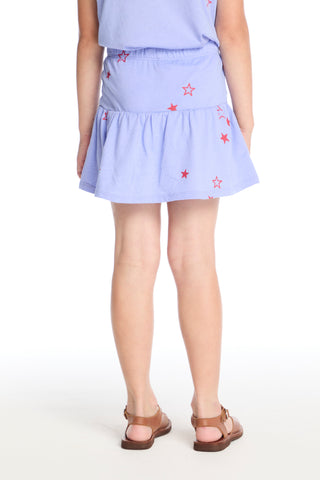 Chaser Tossed Stars Powder Blue Peplum Skort