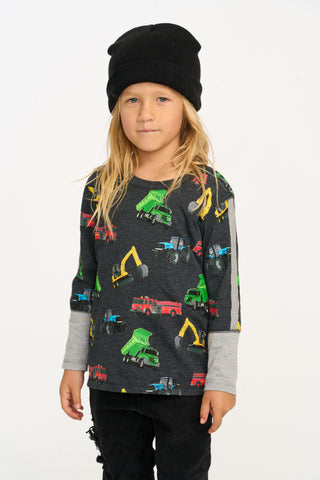 Chaser Work Trucks Long Sleeve Tee, Chaser, cf-size-6, cf-size-7, cf-size-8, cf-type-shirt, cf-vendor-chaser, Chaser, Chaser Brand, Chaser Long Sleeve Tee, Chaser Tee, digger, Dump Truck, Exc