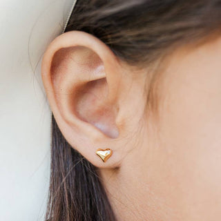 Cherished Moments, Cherished Moments 14K Gold Puff Heart Earrings - Basically Bows & Bowties