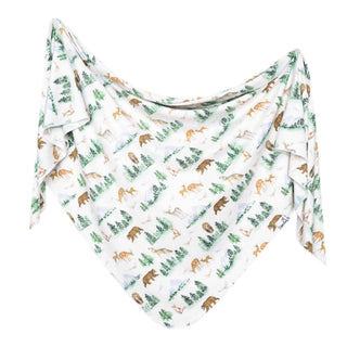 Copper Pearl Grayson Swaddle Blanket
Baby wrap with forest animal pattern on a white background