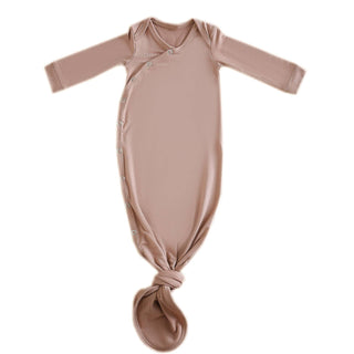 Copper Pearl Solid Newborn Knotted Gown - Pecan, Copper Pearl, cf-type-knotted-gown, cf-vendor-copper-pearl, Copper Pearl Gown, Copper Pearl Knotted Gown, Gender Neutral, Gender Neutral Baby 