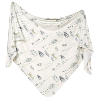 Copper Pearl Star Wars Tatooine™ Swaddle Blanket
White shawl with black and gray pattern on a white background