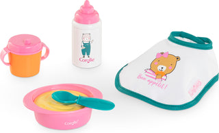 Corolle, Corolle Baby Pink Small Mealtime Set for 12" Doll - Basically Bows & Bowties