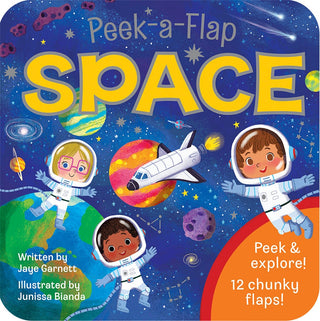 Space Peek-A-Flap Board Book, Cottage Door Press, Astronaut, Board Book, Book, Books, Books for Children, Children's Book, Cottage Door Press, EB Baby, EB Boy, EB Boys, EB Girls, Outer Space,