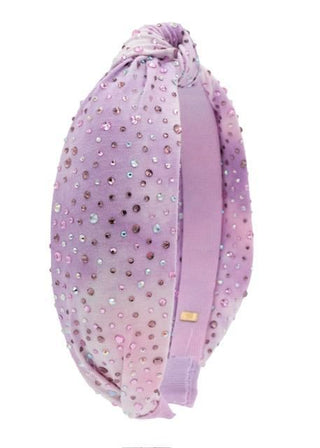 Bari Lynn Cotton Jeweled Knot Headband - Purple Tie Dye
Lavender headband with sequins on a white background