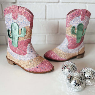 Wild & Rae Cowgirl Boots in Cactus Cooler color with Western stitching and pointed toe, styled for a rugged Western look.