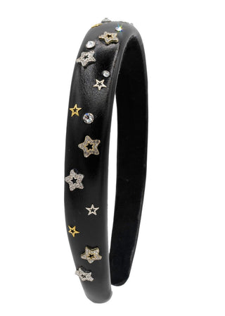 Bari Lynn Crystallized Metallic Star Charm Headband - Black