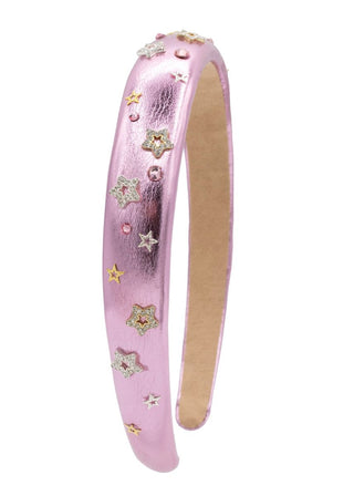 Bari Lynn Crystallized Metallic Star Charm Headband - Pink